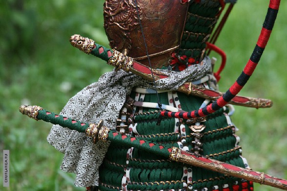 «Изумрудный лучник», самурай в доспехах, авторская кукла Ларисы Чуркиной.