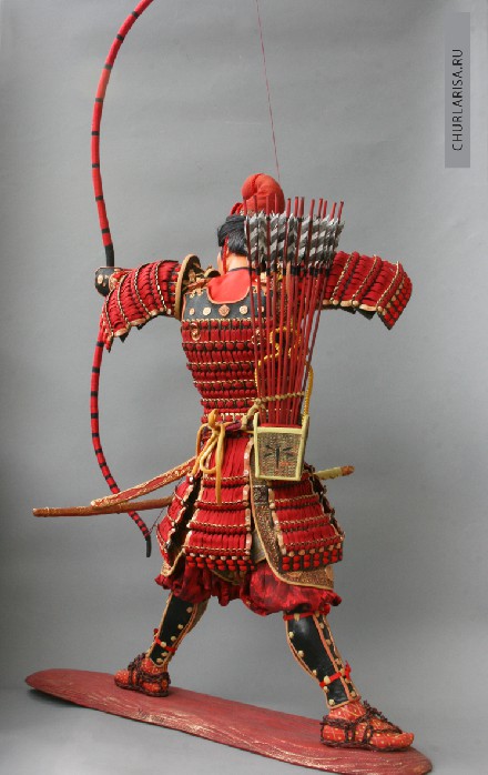«Самурай - лучник», вид сзади, самурай в доспехах. Авторская работа Ларисы Чуркиной.
