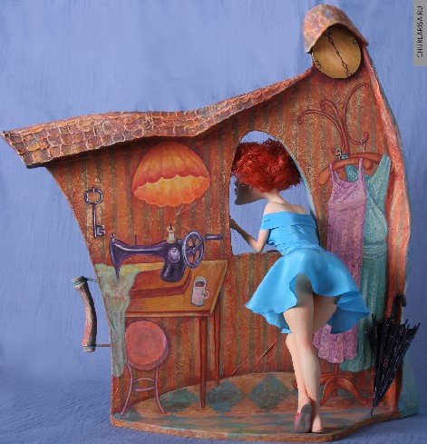 «Лестница в небо», задняя сторона работы, папье-маше, 67 см,<br>авторская кукла Ларисы Чуркиной