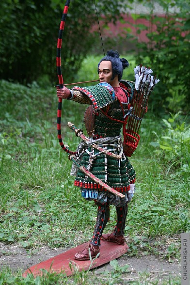 «Изумрудный лучник», кукла самурай в доспехах, авторская кукла Ларисы Чуркиной