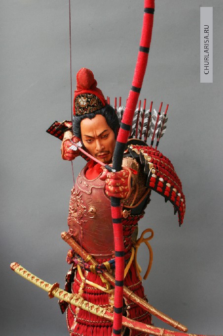 «Самурай - лучник», высота 72 см, кукла самурай, самурай в доспехах.  Авторская кукла Ларисы Чуркиной.