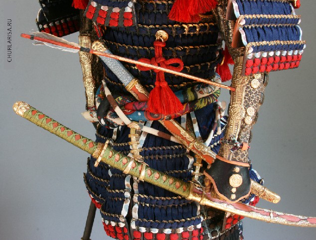 «Раненый самурай», детали, самурай в доспехах, кукла самурай, авторская работа Ларисы Чуркиной.